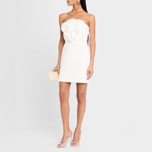 One33 Social Ivory Strapless Rosette Scuba Mini Dress Size 12